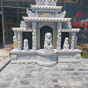 信阳芝麻白中国黑石材套墓 花岗岩墓碑